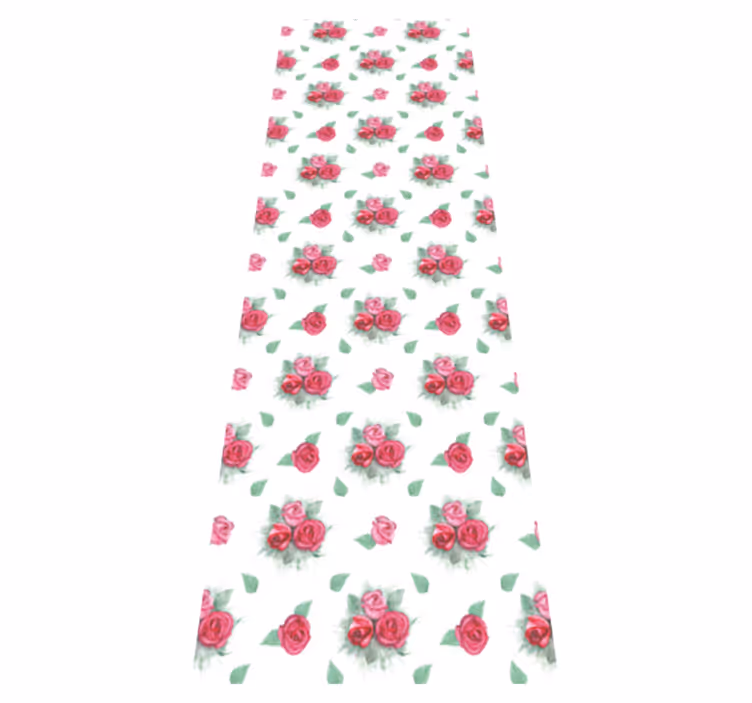 Alfombra vinílica dormitorio patrón de rosas rosas y rojas - TenVinilo
