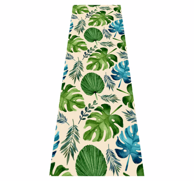 Alfombra vinílica dormitorio con diseño de hojas verdes - TenVinilo