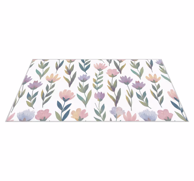 Alfombra vinílica dormitorio adhesivo de flores nórdico - TenVinilo