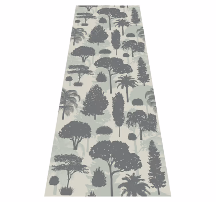 Alfombra vinílica nórdica con patrones de árboles - TenVinilo