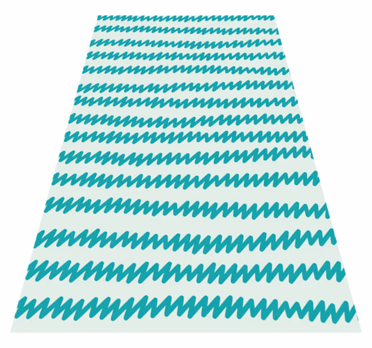 Alfombra vinílica nórdica zig zag azul y blanco - TenVinilo