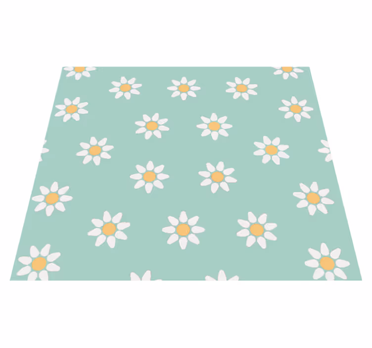 Alfombra vinílica naturaleza patrón de margaritas infantil - TenVinilo
