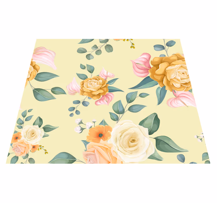 Alfombra vinílica naturaleza rosas amarillas vintage - TenVinilo
