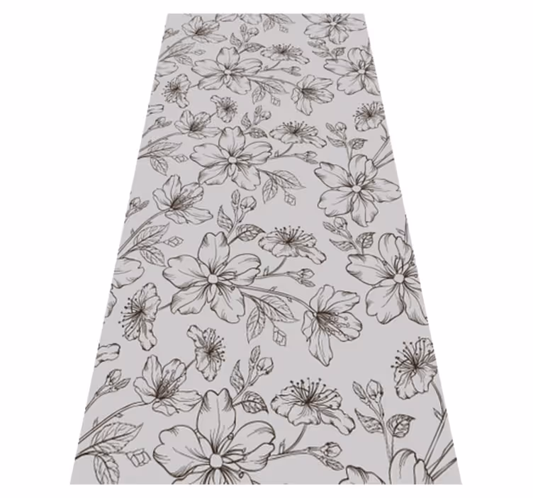 Alfombra vinílica naturaleza flores negras sobre gris - TenVinilo