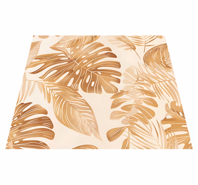 Alfombra vinílica naturaleza hojas grandes beige - TenVinilo