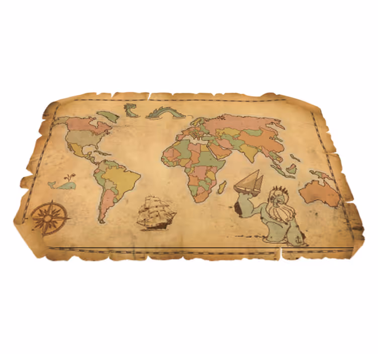 Alfombra vinílica mapamundi plano antiguo decorativo - TenVinilo