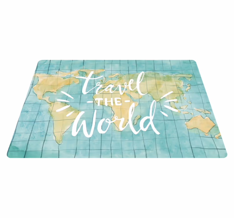 Alfombra vinílica mapamundi viajar por el mundo - TenVinilo