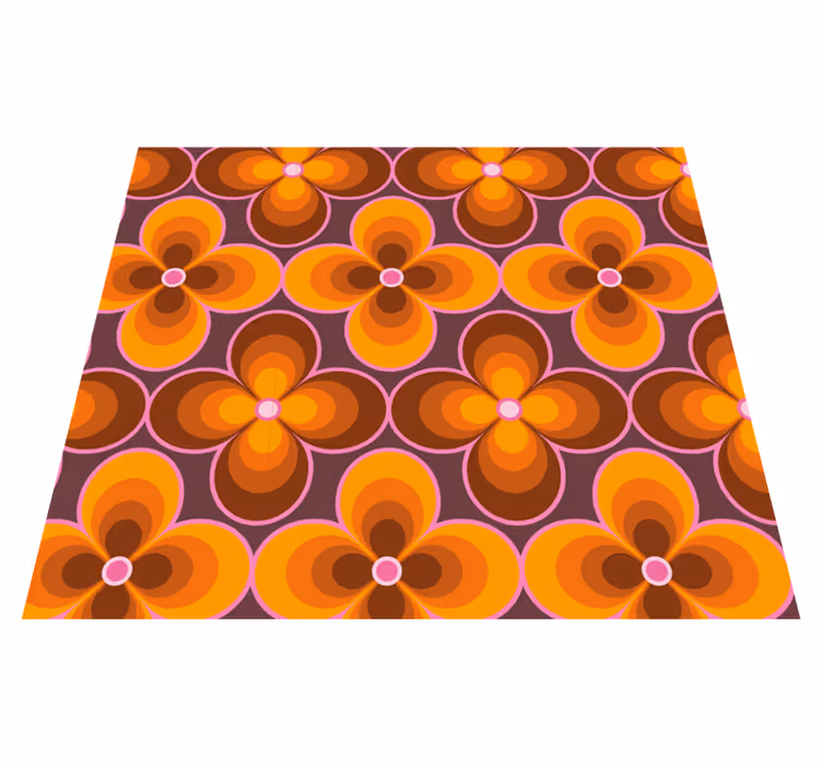 Alfombra vinílica vintage patrón floral retro groovy - TenVinilo