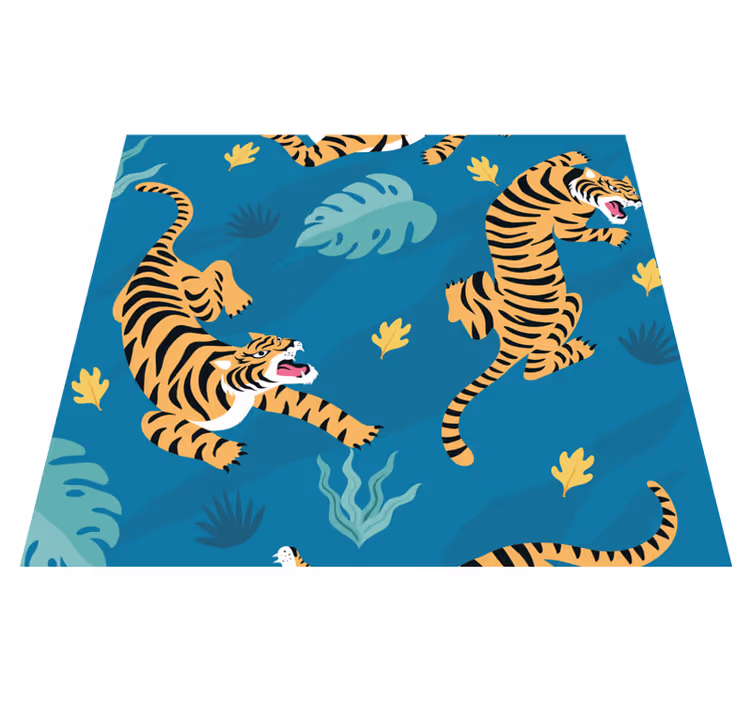 Alfombra vinílica animales papel tapiz tigres - TenVinilo