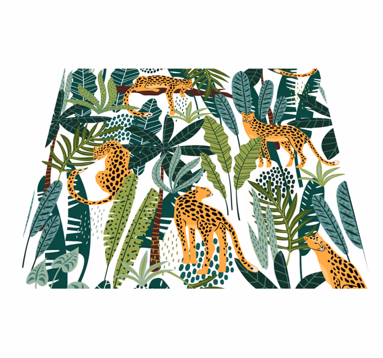 Alfombra vinílica animales patrón tropical - TenVinilo
