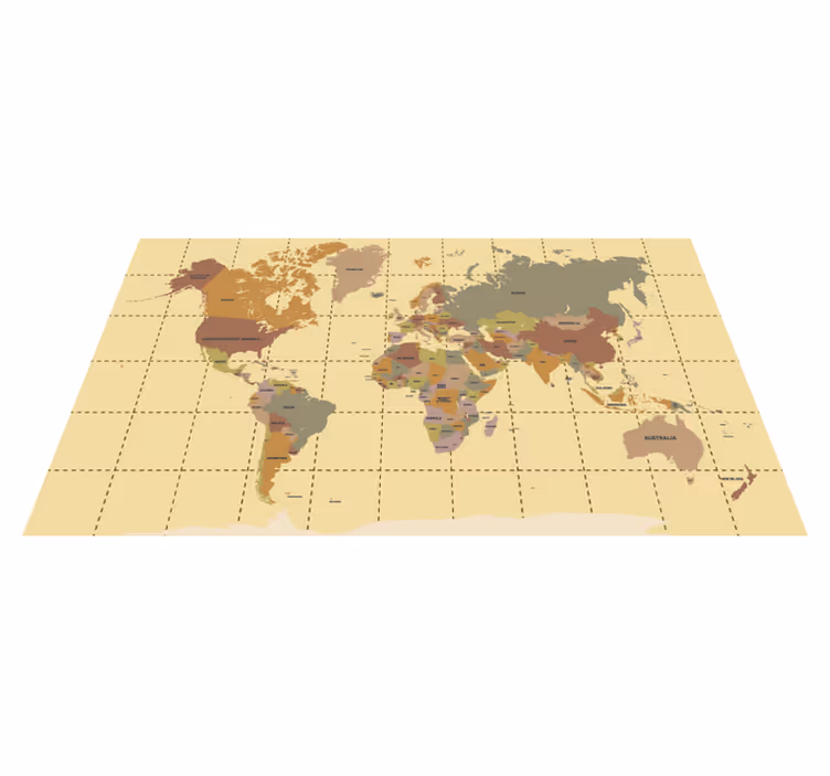 Alfombra vinílica mapamundi beige antiguo - TenVinilo