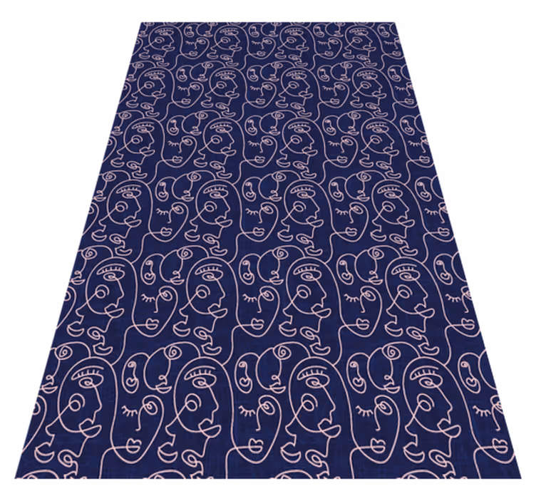 Alfombra vinílica imitación mujer azul abstracta - TenVinilo