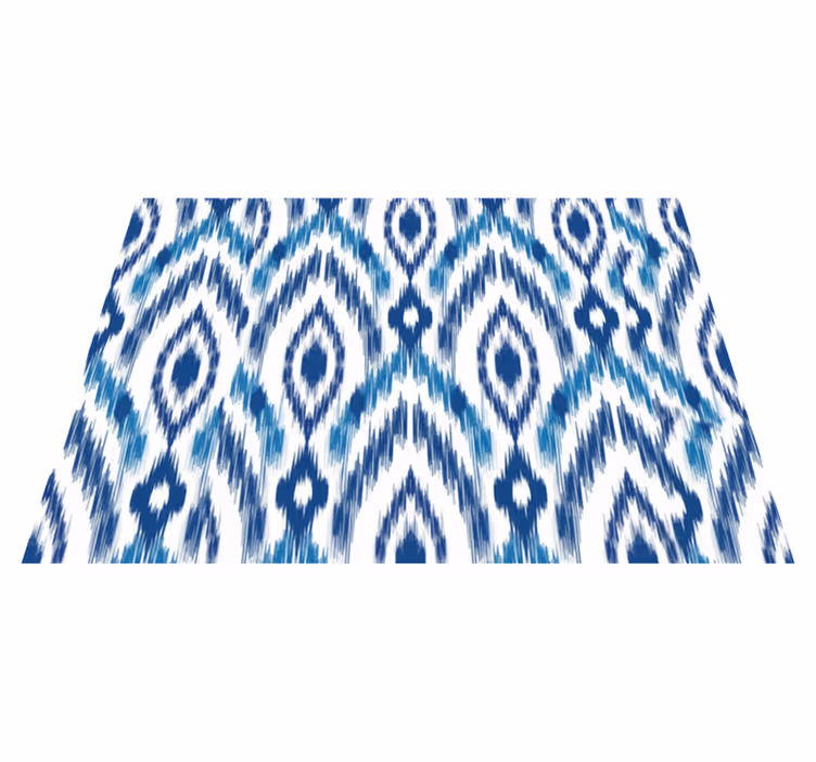Alfombra vinílica imitación patrón ikat azul - TenVinilo