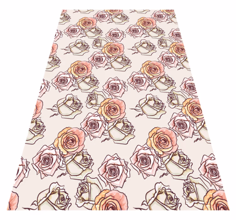 Alfombra vinílica vintage estampado de rosas inglés - TenVinilo