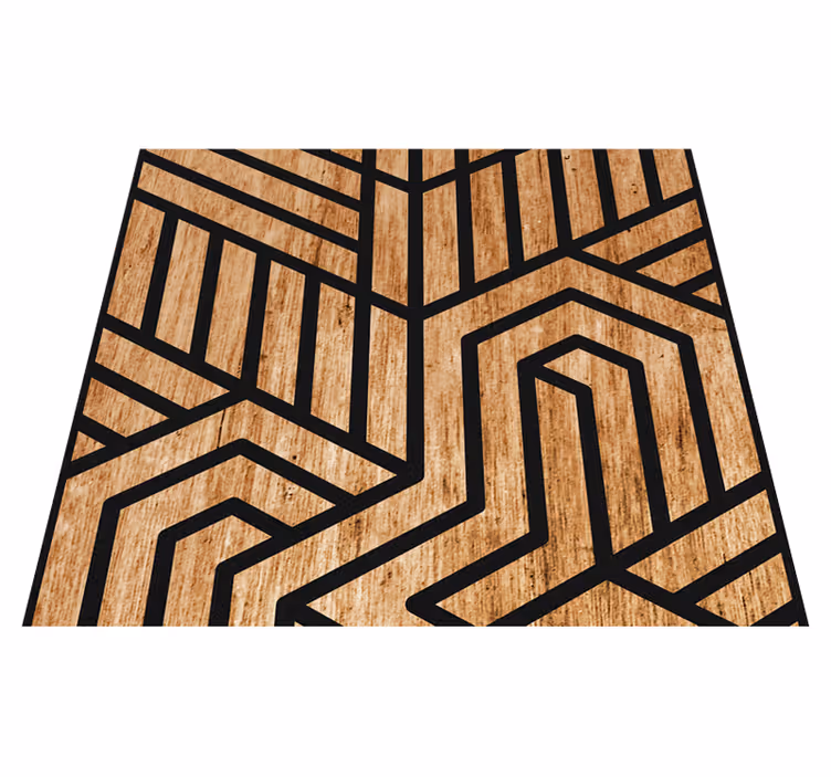 Alfombra vinílica imitación geometría de madera - TenVinilo