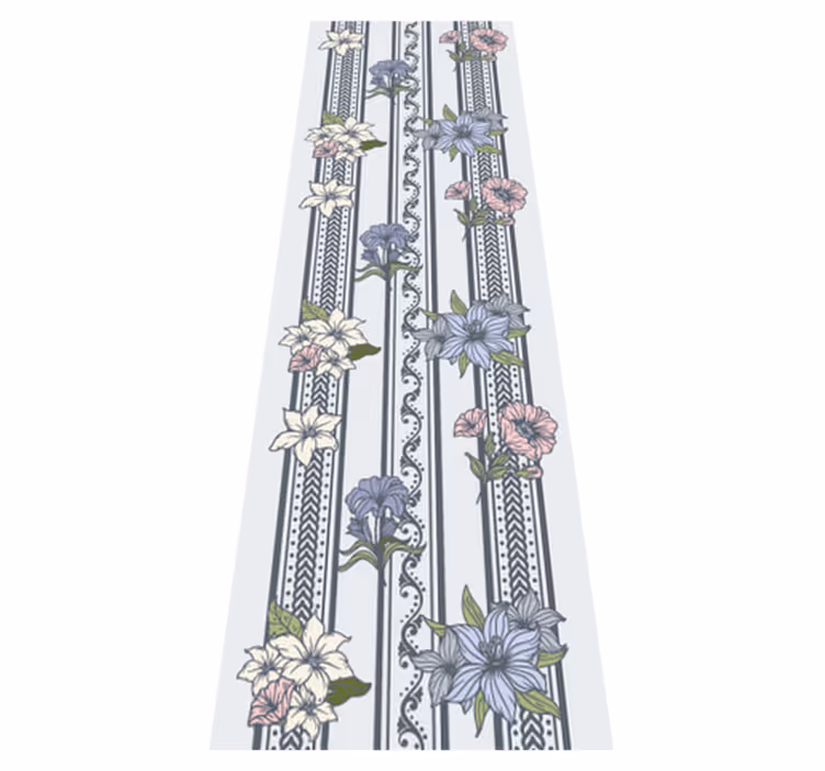 Alfombra vinílica vintage diseño rayas florales - TenVinilo