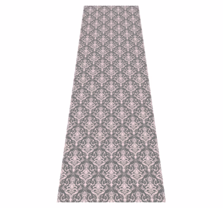 Alfombra vinílica vintage patrón líneas gris oscuro y rosa - TenVinilo