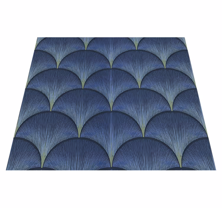 Alfombra vinílica vintage abanicos azules art déco - TenVinilo