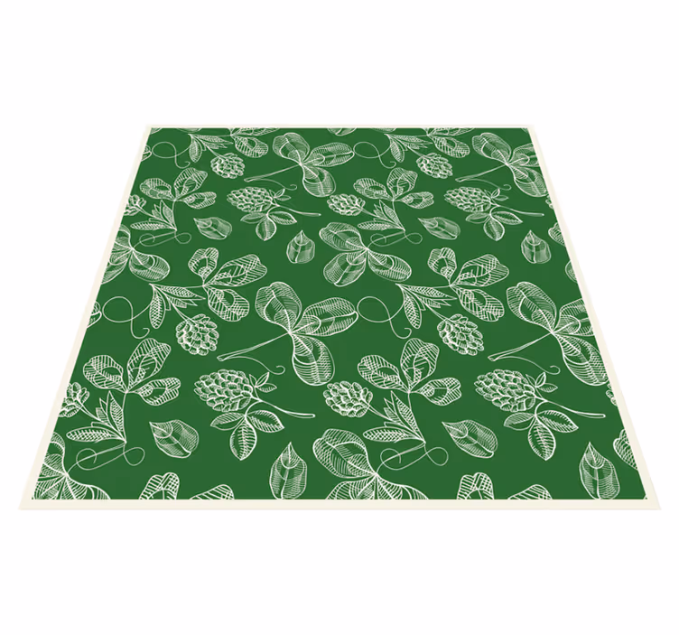 Alfombra vinílica vintage patrón de rama de magnolia verde - TenVinilo