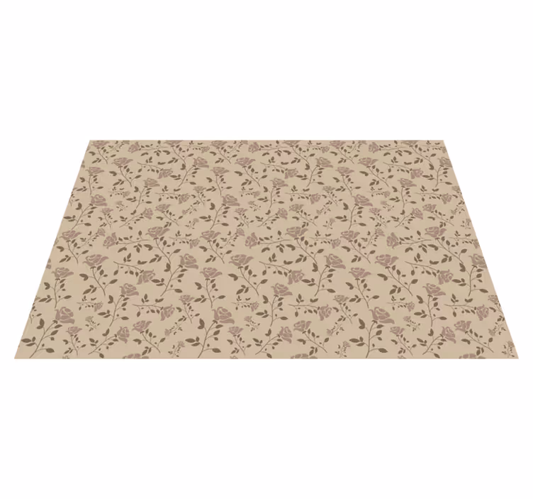 Alfombra vinílica vintage con patrón de rosas marrón - TenVinilo