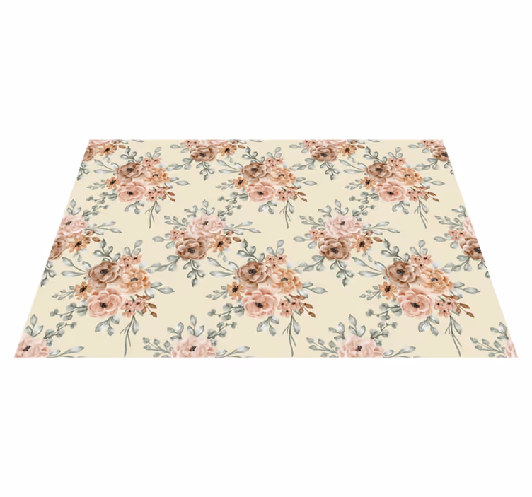 Alfombra vinílica vintage pintura romántica de rosas - TenVinilo