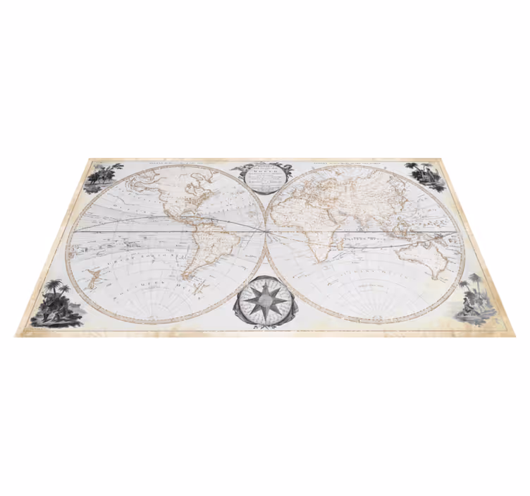 Alfombra vinílica mapamundi mapa mundi acuarelado vintage - TenVinilo