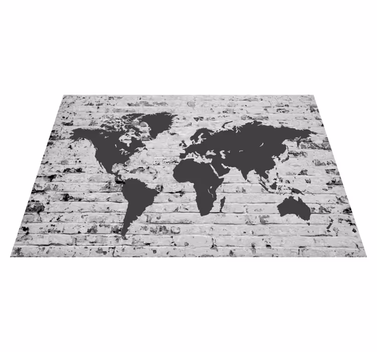 Alfombra vinílica mapamundi mural de mapa mundial blanco - TenVinilo