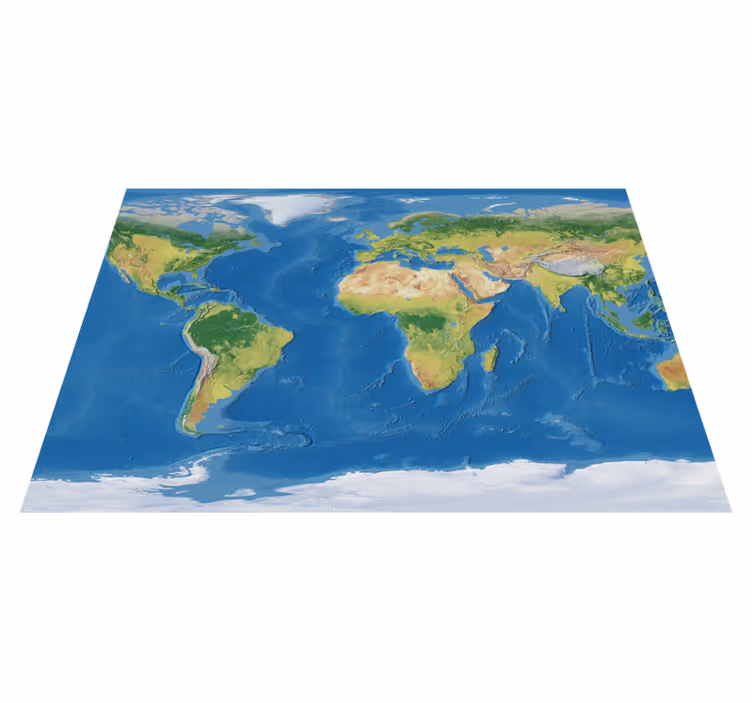 Alfombra vinílica mapamundi mapa mundial realista - TenVinilo