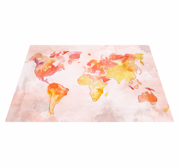 Alfombra vinílica mapamundi mapa mundial acuarelado - TenVinilo