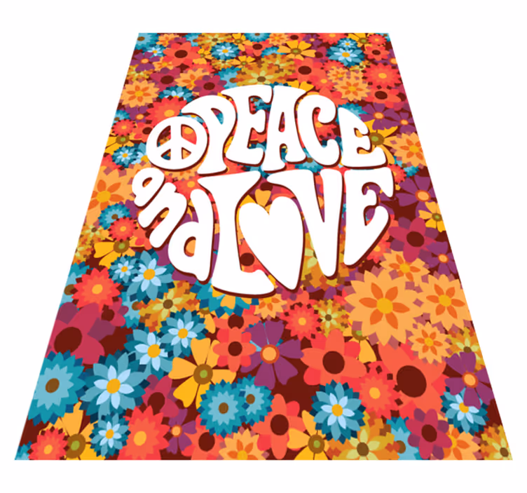 Alfombra vinílica flores paz y amor - TenVinilo