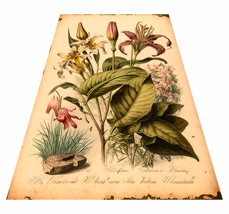 Alfombra vinílica flores estampado botánico vintage - TenVinilo