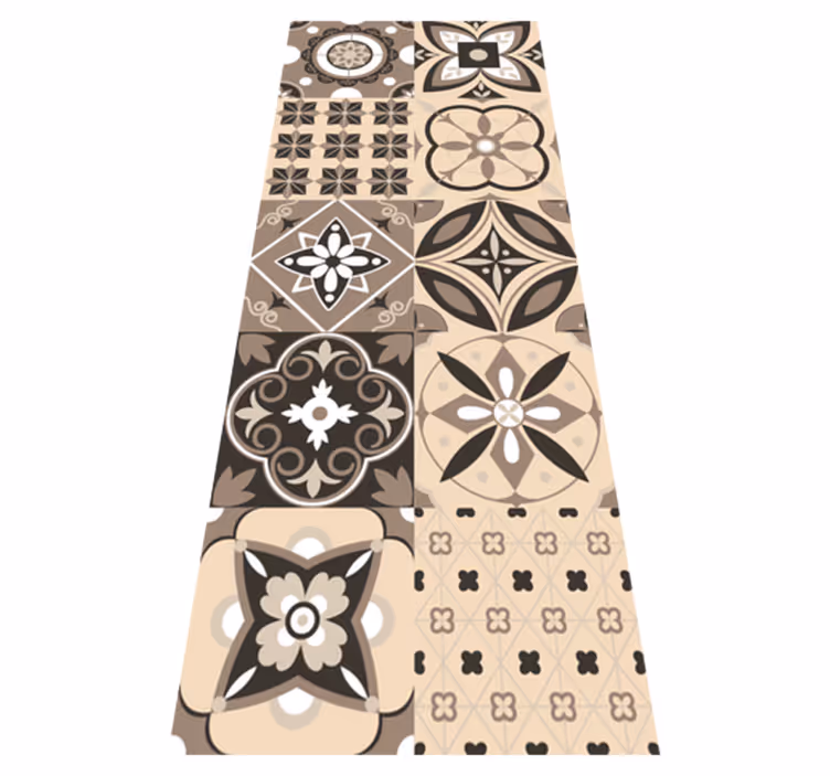 Alfombra vinílica imitación azulejos clásicos marrones - TenVinilo