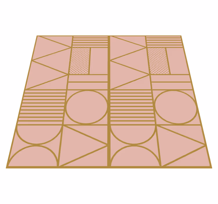 Alfombra vinílica imitación bloque dorado y rosa - TenVinilo