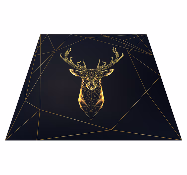 Alfombra vinílica geométrica ciervo geométrico dorado - TenVinilo