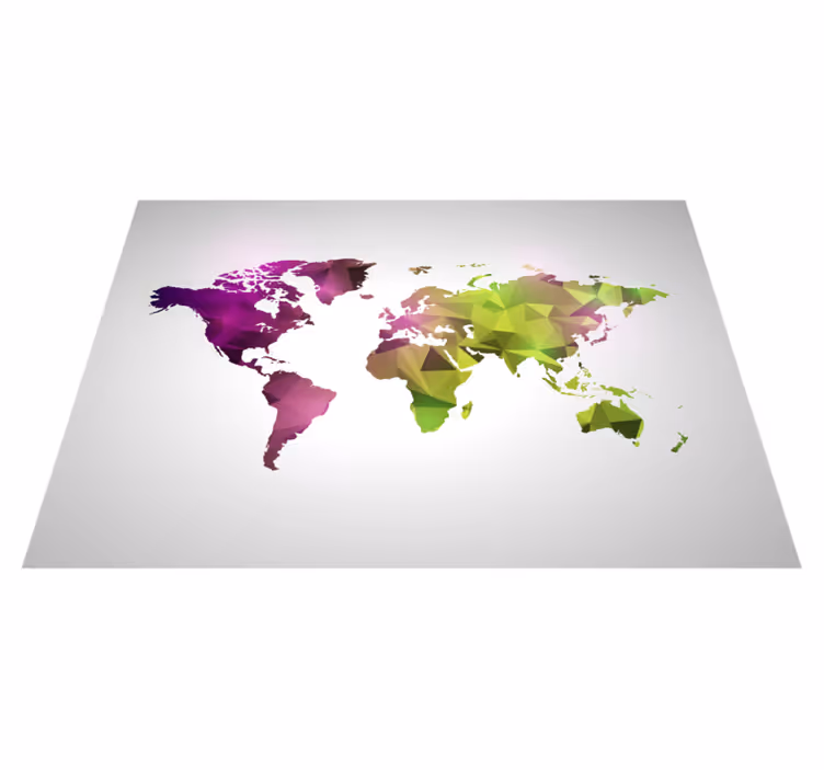 Alfombra vinílica geométrica mapa mundial geométrico - TenVinilo
