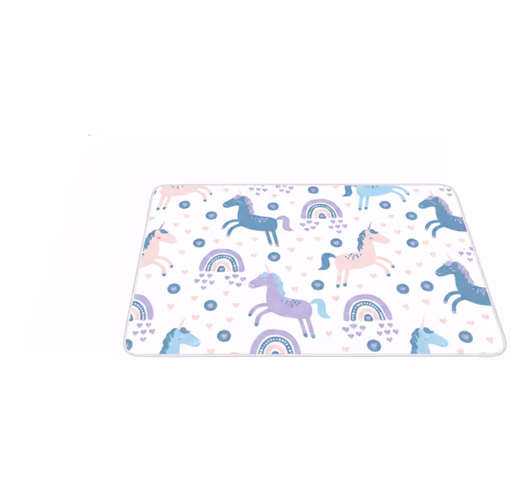 Alfombra vinílica infantil diseño unicornios pastel - TenVinilo