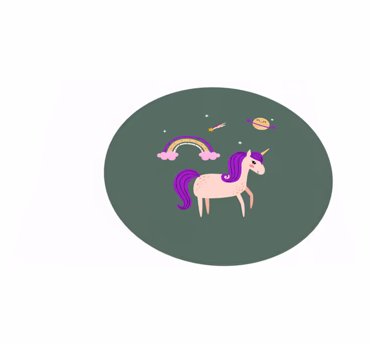 Alfombra vinílica infantil unicornios artísticos verdes - TenVinilo