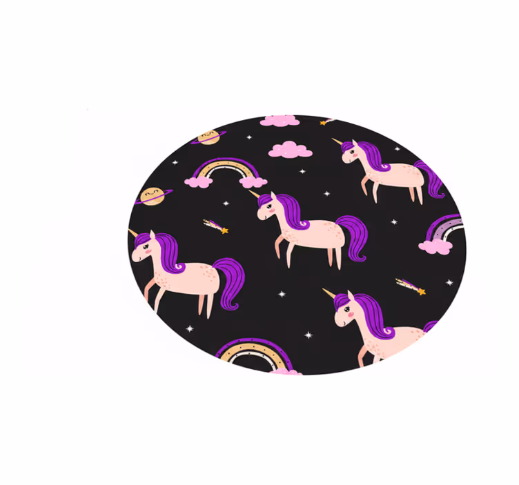 Alfombra vinílica infantil unicornios artísticos oscuros - TenVinilo