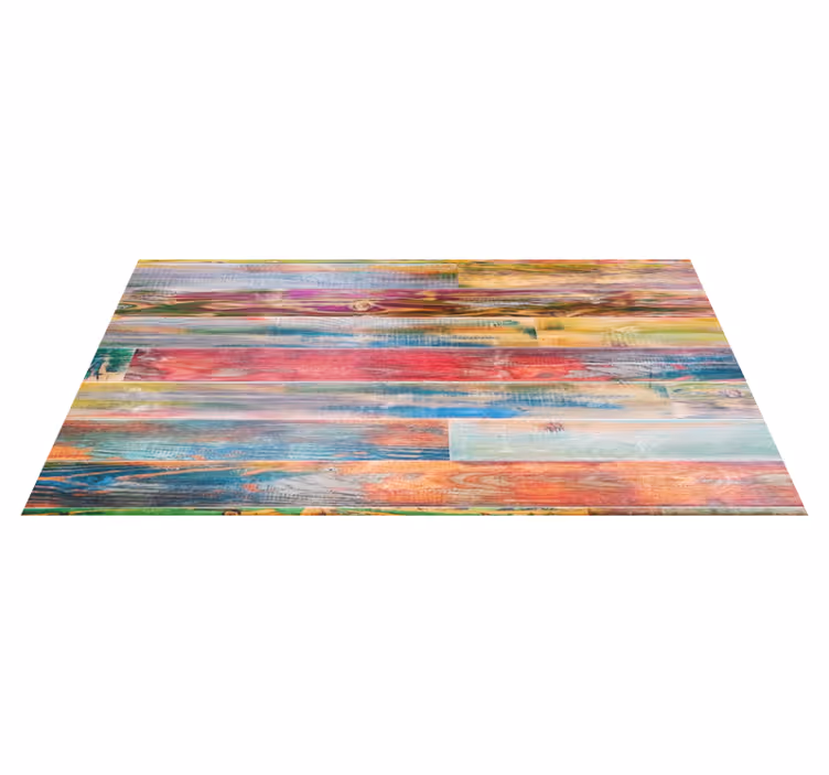Alfombra vinílica recibidor tablones de madera de colores - TenVinilo