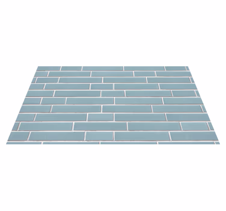 Alfombra vinílica recibidor patrón ladrillos azul claro - TenVinilo