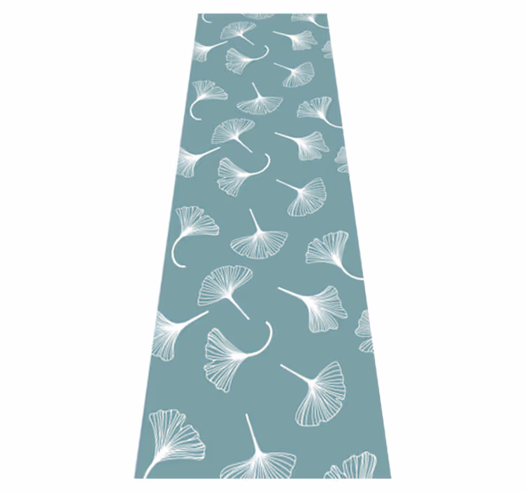 Alfombra vinílica salón con hojas de ginkgo azul claro - TenVinilo