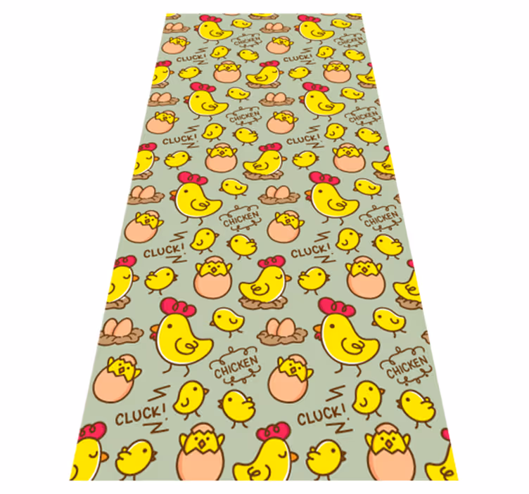 Alfombra vinílica amarilla con diseño de huevos de gallina - TenVinilo
