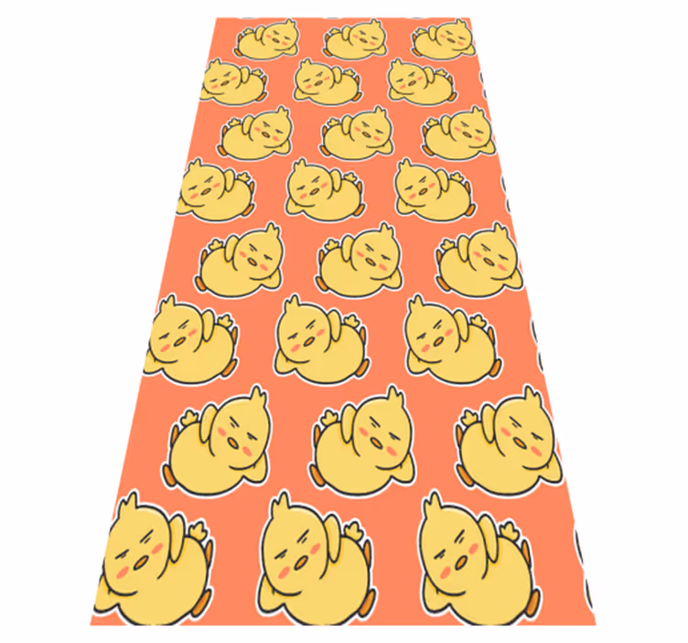 Alfombra vinílica amarilla con patrón de patitos - TenVinilo