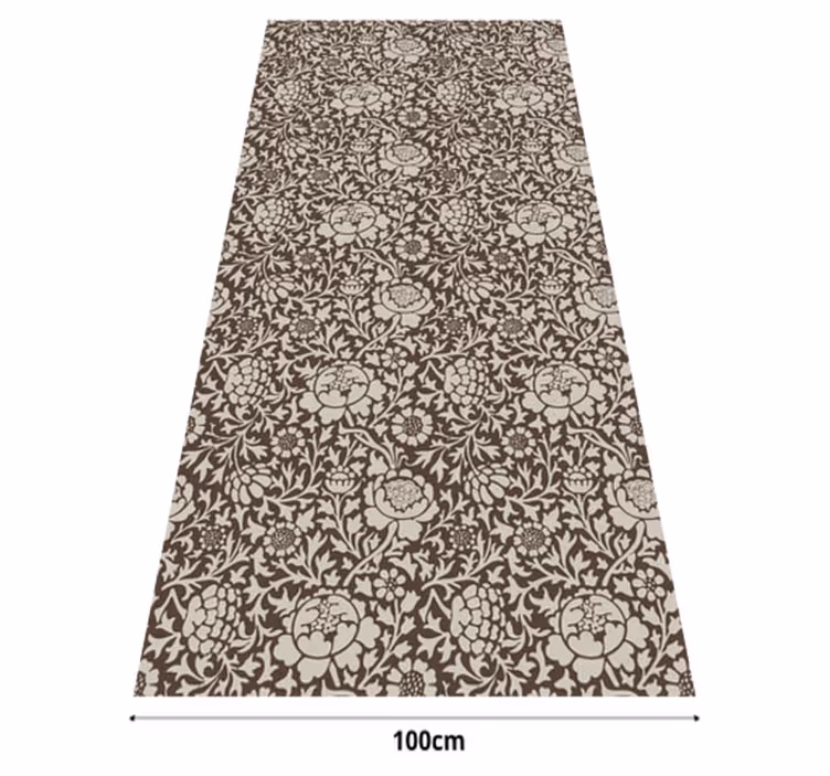 Alfombra vinílica marrón estampado floral vintage - TenVinilo