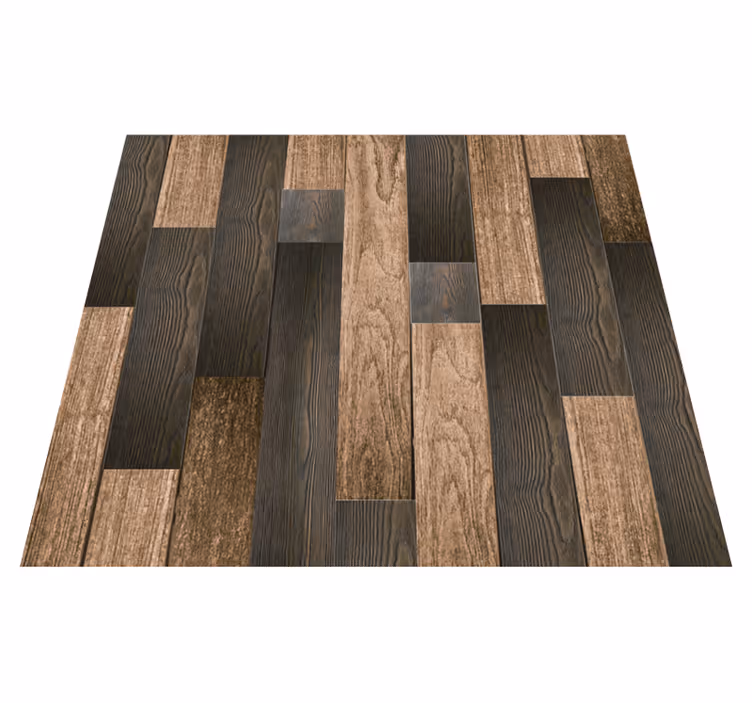 Alfombra vinílica marrón con patrones de madera sofisticados - TenVinilo