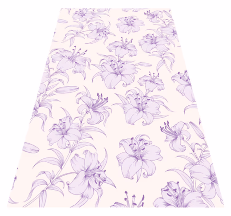 Alfombra vinílica morada diseño de lirios en flor - TenVinilo