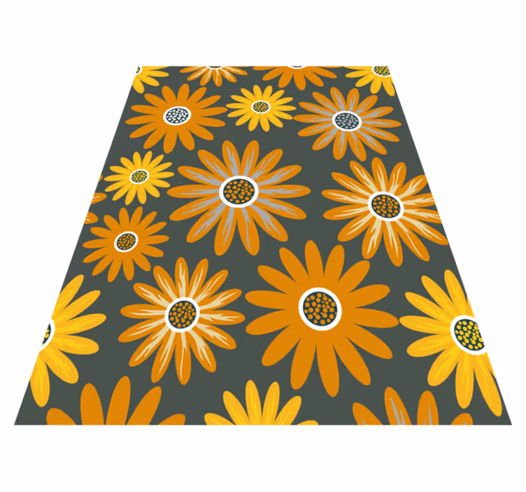 Alfombra vinílica naranja flores margarita naranja - TenVinilo