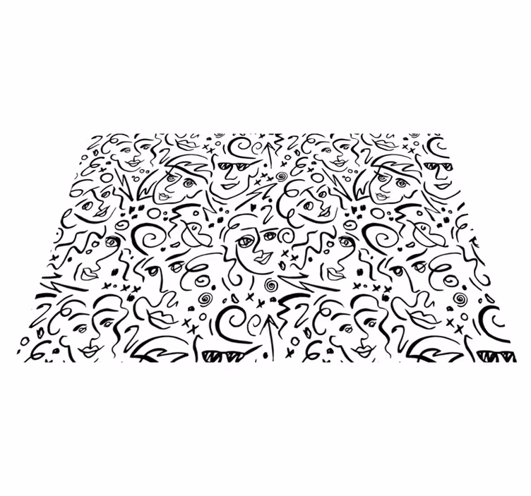 Alfombra vinílica negra arte graffiti en blanco y negro - TenVinilo