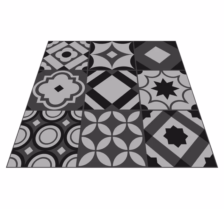 Alfombra vinílica negra baldosas negras - TenVinilo