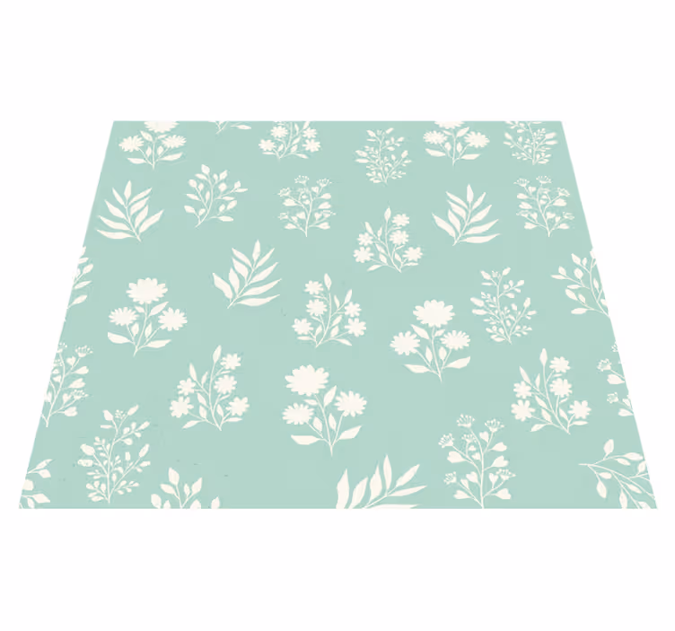 Alfombra vinílica verde con patrón de flores pequeñas - TenVinilo